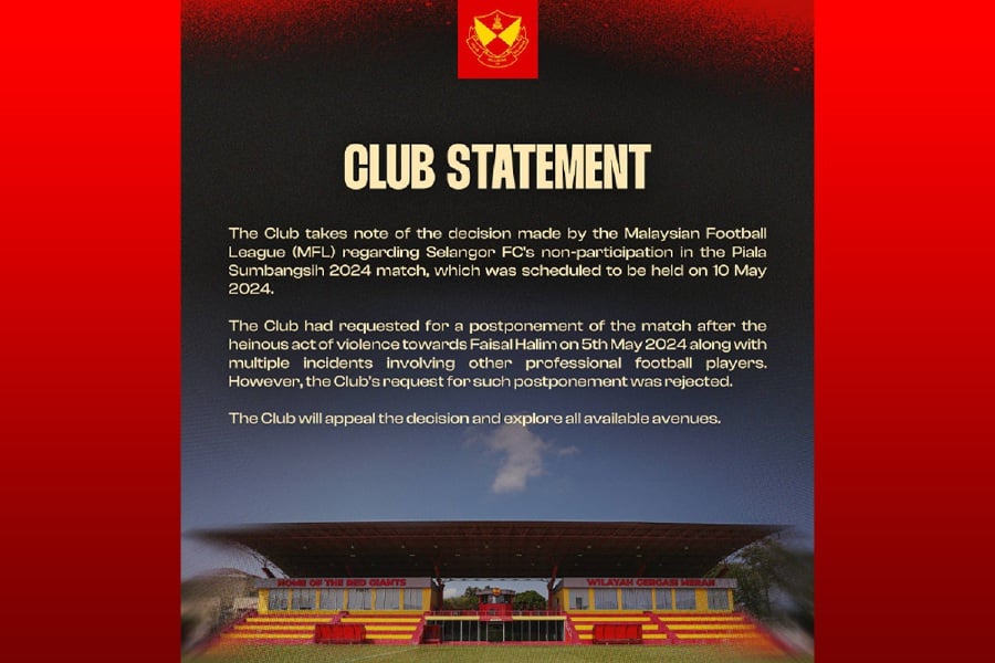 Pic courtesy from Selangor FC FB page