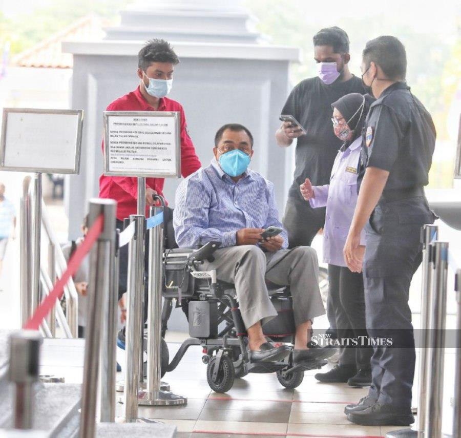This file pic dated Aug 27, shows Big Blue Taxi Services founder Datuk Shamsubahrin Ismail arriving at the Kuala Lumpur Session’s Court ahead of the graft trial. - NSTP/SAIFULLIZAN TAMADI.