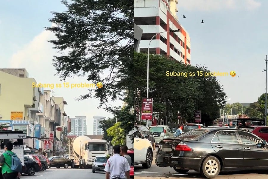 A video showcasing the issue of limited space and illegal parking in SS15, Subang Jaya, has gone viral. - Screengrab from TikTok