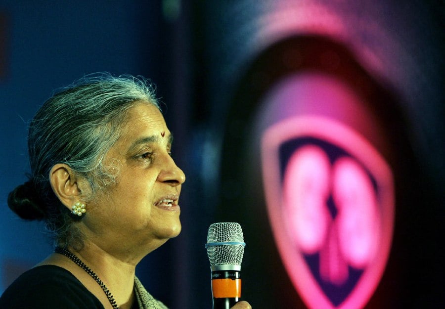 Founder and Trustee of the Infosys Foundation, Sudha Murthy, speaks during a press conference in Bangalore, 08 March 2007. - AFP PIC