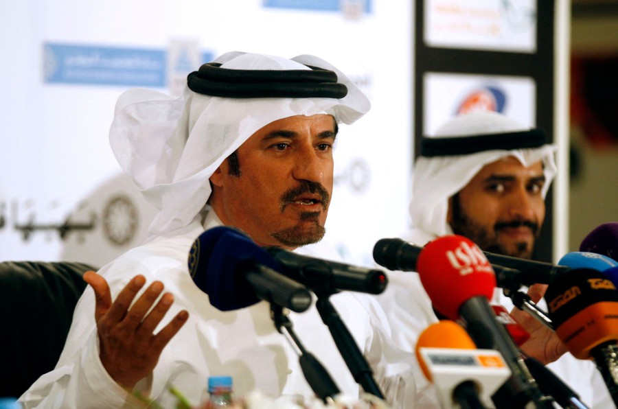 (This file photo taken on April 12, 2012 shows former Middle East rally champion and vice-president International Federation of Automobiles (FIA) Mohammed Ben Sulayem speaking during a press conference in Kuwait City. - AFP PIC