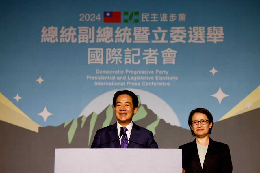 Taiwan President-elect Lai Ching-te, of Democratic Progressive Party's (DPP), holds a press conference, following the victory in the presidential elections, in Taipei, Taiwan January 13, 2024. - Reuters pic