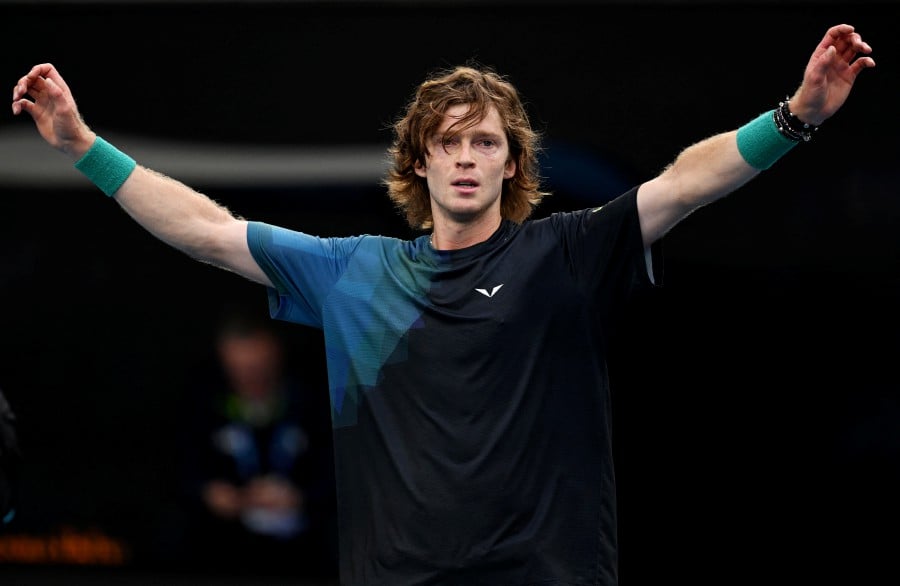Australian Open - Melbourne Park, Melbourne, Australia - Russia's Andrey Rublev celebrates winning his first round match against Brazil's Thiago Seyboth Wild. - Reuters pic