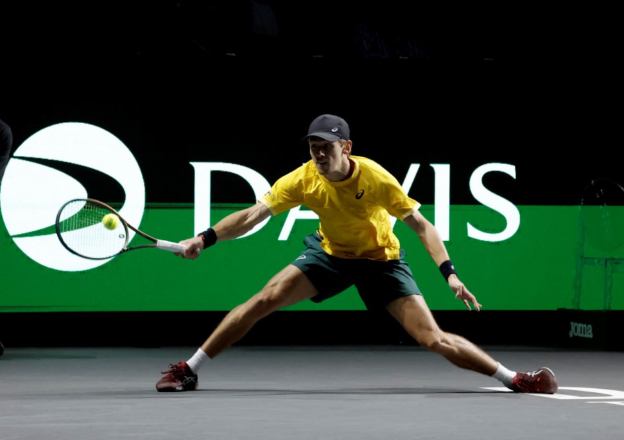 Tennis - Davis Cup - Australia's Alex de Minaur in action during his quarter final match against Czech Republic's Jiri Lehecka. - Reuters pic