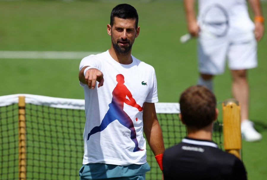 Serbia's Novak Djokovic during a practice session. REUTERS PIC