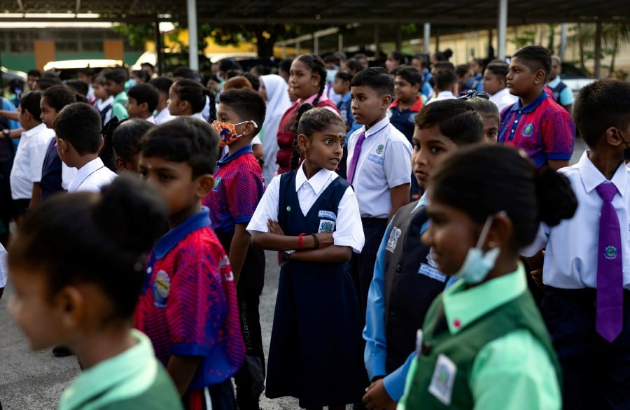 Students of Sekolah Jenis Kebangsaan Tamil (SJKT) Tanjung Rambutan during the first day of the school year for the 2024/2025 session.Education Minister Fadhlina Sidek said the minisry is committed to strengthening vernacular schools. - Bernama pic
