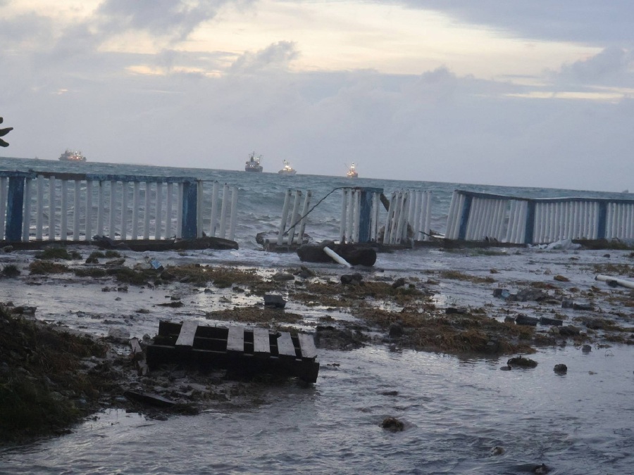 A view shows debris following high tides, in Funafuti, Tuvalu, February 11, 2024. - Tuvalu Meteorological Service/via REUTERS 