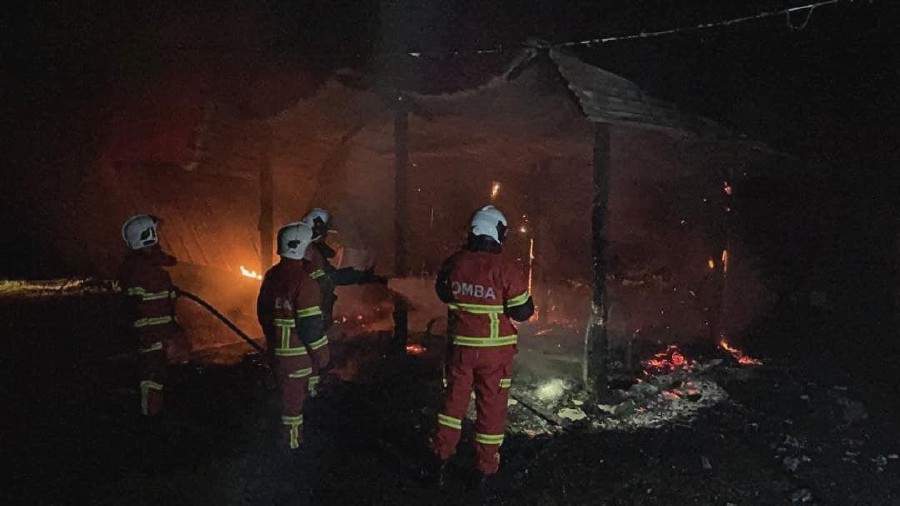 Police are looking for the next of kin of a disabled senior citizen, whose charred remains were found following a fire in Kampung Tombongon here Saturday night. - NSTP/ courtesy of NSTP Reader