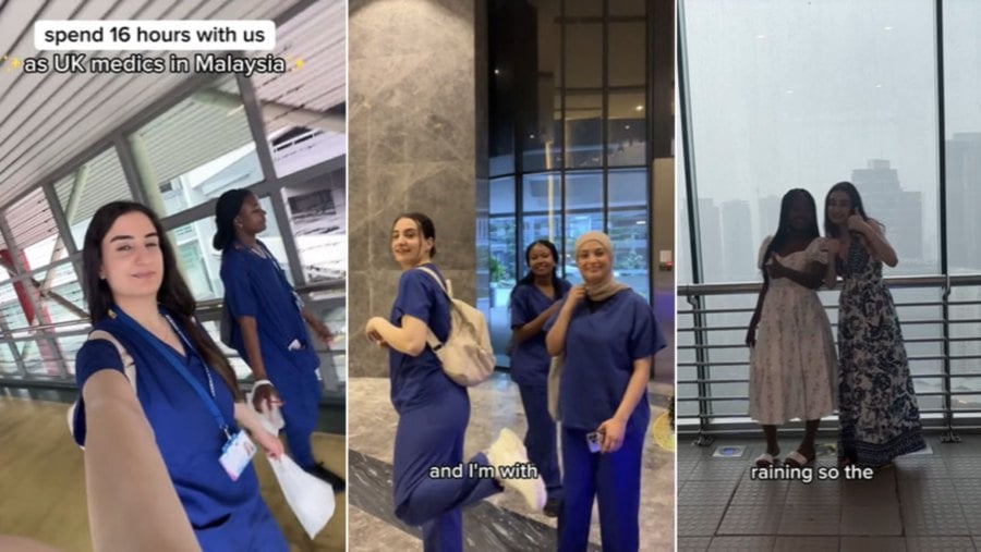 Two medical students from the United Kingdom have gone viral on social media after sharing videos of their time here while doing their medical electives at University Malaya Medical Centre (UMMC).- Pic credit TikTok @lydieandhazal