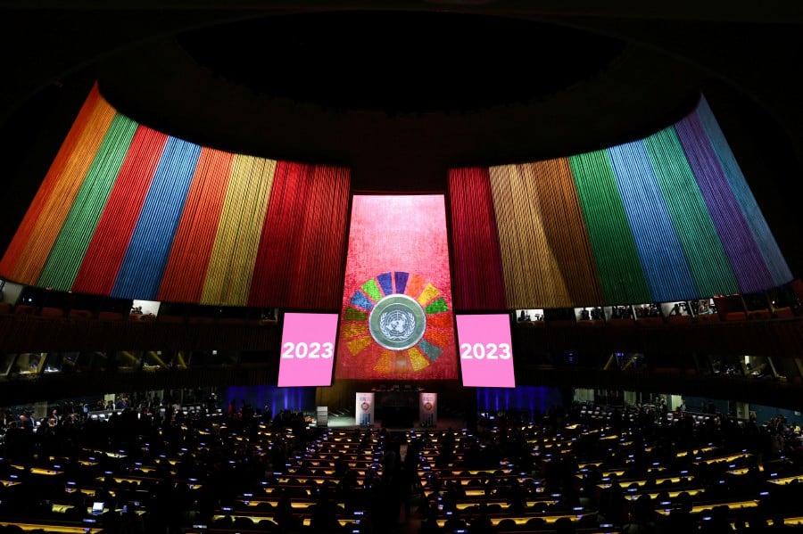 The United Nations General Assembly hall is pictured during the opening session of the Sustainable Development Goals (SDG) Summit 2023, at U.N. headquarters in New York City, New York, U.S., September 18, 2023. -REUTERS PIC