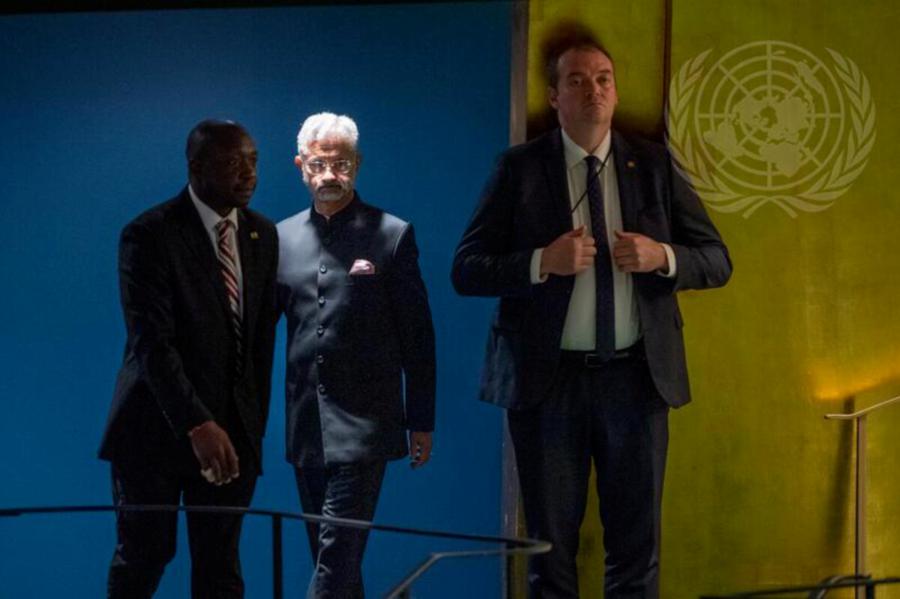 Subrahmanyam Jaishankar (centre), Minister for External Affairs of India, enters the General Assembly Hall to address the general debate of the General Assembly’s seventy-eighth session. - Pic courtesy of UN