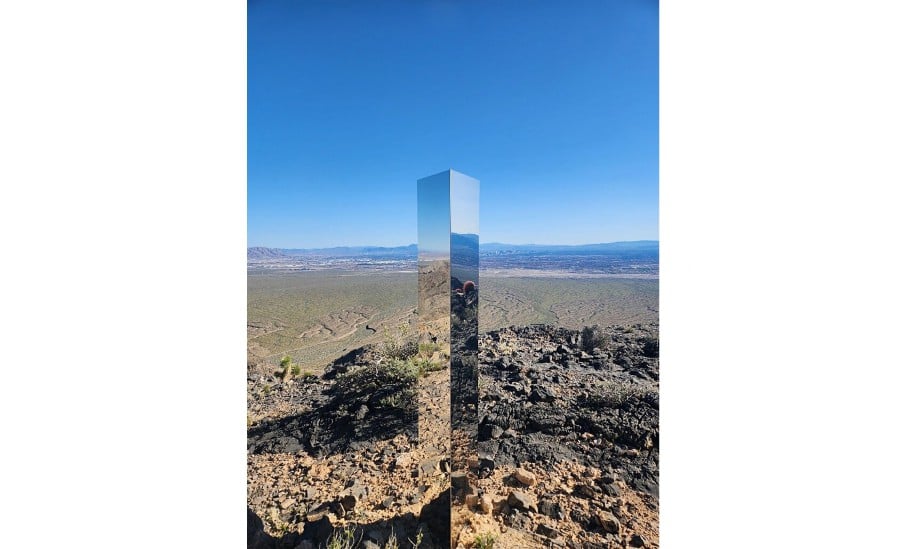 In this June 17, 2024, photo courtesy of the Las Vegas Police Dept, shows a monolith installation near Gass Peak north of Las Vegas, Nevada. -- Pic courtesy of Las Vegas Police Department /AFP