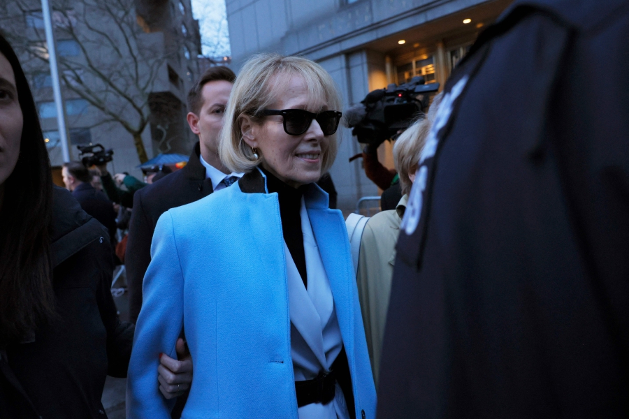 E. Jean Carroll leaves Manhattan Federal Court for her civil defamation trial against former U.S. President Donald Trump in New York City. (Photo by Michael M. Santiago / GETTY IMAGES NORTH AMERICA / Getty Images via AFP)