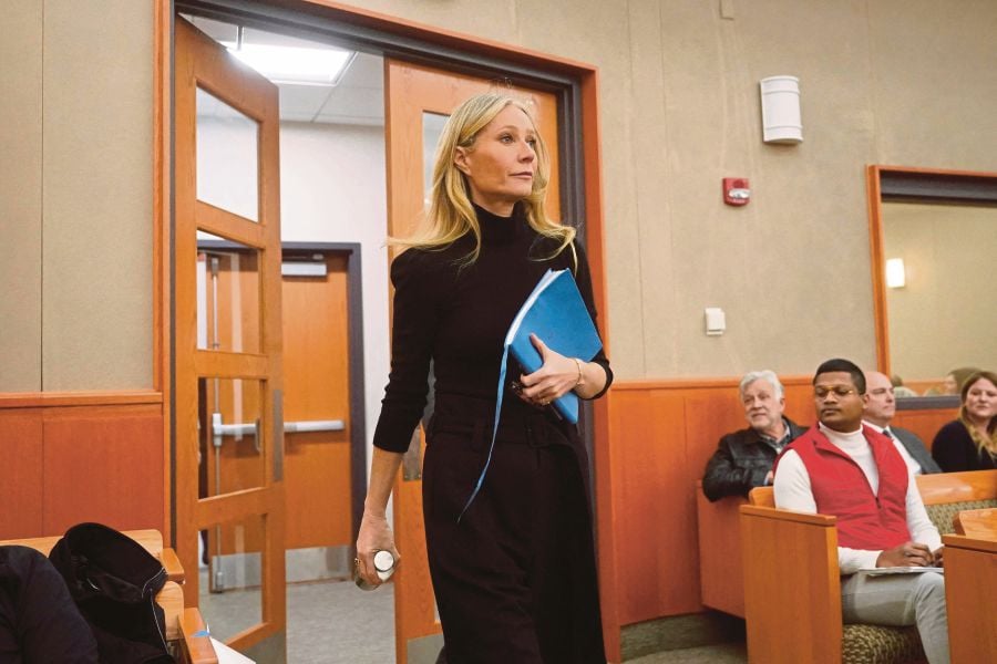 US actress Gwyneth Paltrow enters the courtroom for her trial in Park City, Utah. (Photo by Rick Bowmer / POOL / AFP)