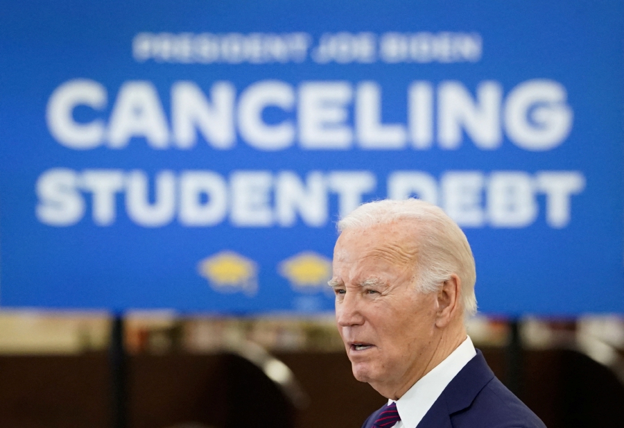 U.S. President Joe Biden delivers remarks at an event at Culver City Julian Dixon Library, in Culver City, California. (REUTERS/Kevin Lamarque)