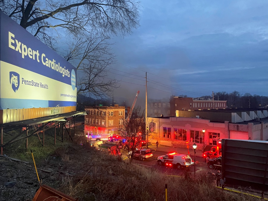 A general view shows smoke coming out from a chocolate factory after fire broke out, in West Reading, Pennsylvania, U.S., March 24, 2023 in this picture obtained from social media. -REUTERS Pic