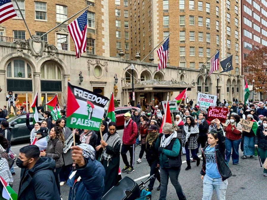 Demonstrators rally in support of Palestinians in Washington, DC. - AFP pic