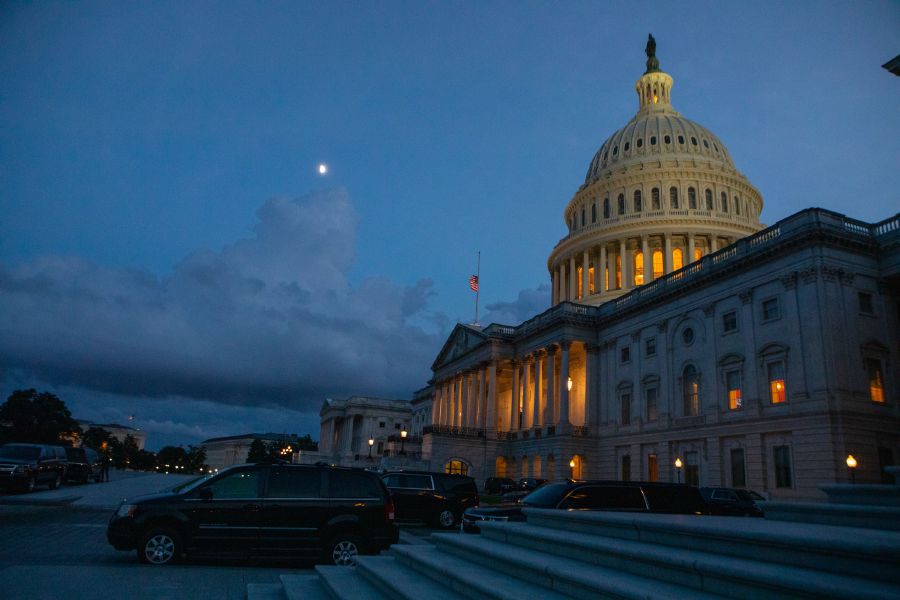 The U.S. Capitol building is seen on the evening of August 6, 2022 in Washington, DC. (Photo by Anna Rose Layden/Getty Images/AFP)