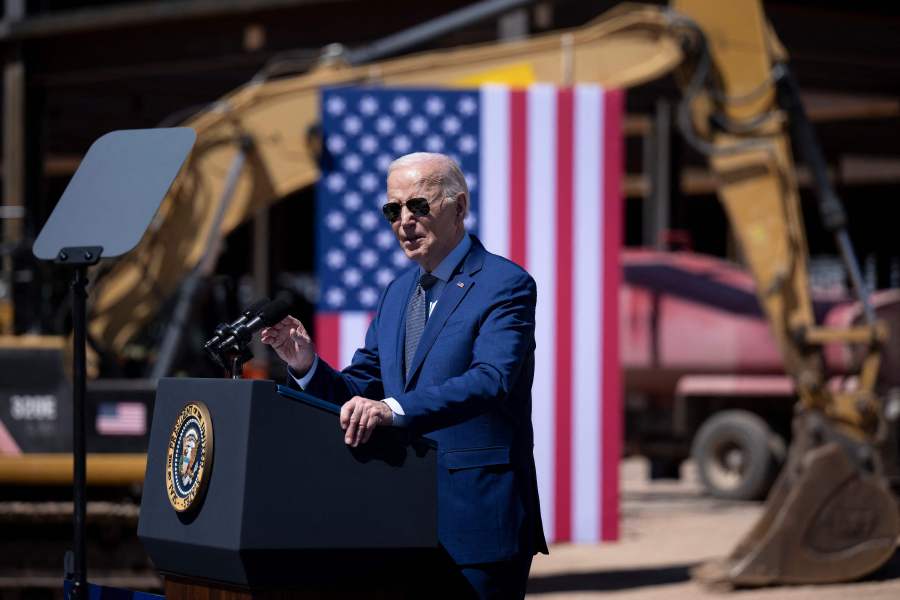 US President Joe Biden speaks at the Intel Ocotillo Campus in Chandler, Arizona. The White House unveiled almost 20 billion in new grants and loans Wednesday to support Intel's US chip-making facilities, marking the Biden administration's largest funding announcement yet as it tackles China's dominance of the crucial technology. - AFP pic
