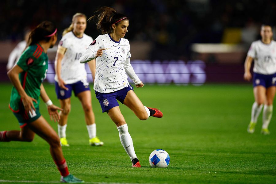 Alex Morgan #7 of United States controls the ball against Mexico in the second half during Group A - 2024 Concacaf W Gold Cup match at Dignity Health Sports Park in Carson, California. - AFP pic