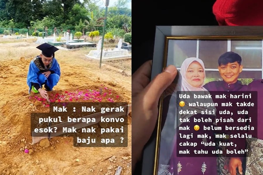 A TikTok user @shxhrul_ recently shared his bittersweet moment of convocation after his mother's sudden demise. - Screengrab from TikTok