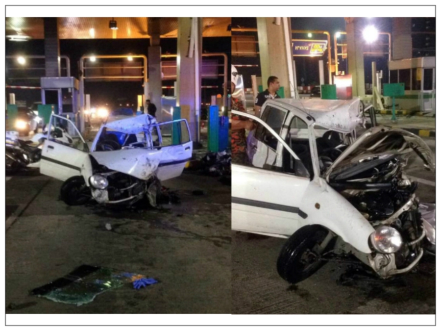 Two die in Perodua Kancil crash at Batu Tiga toll plaza 