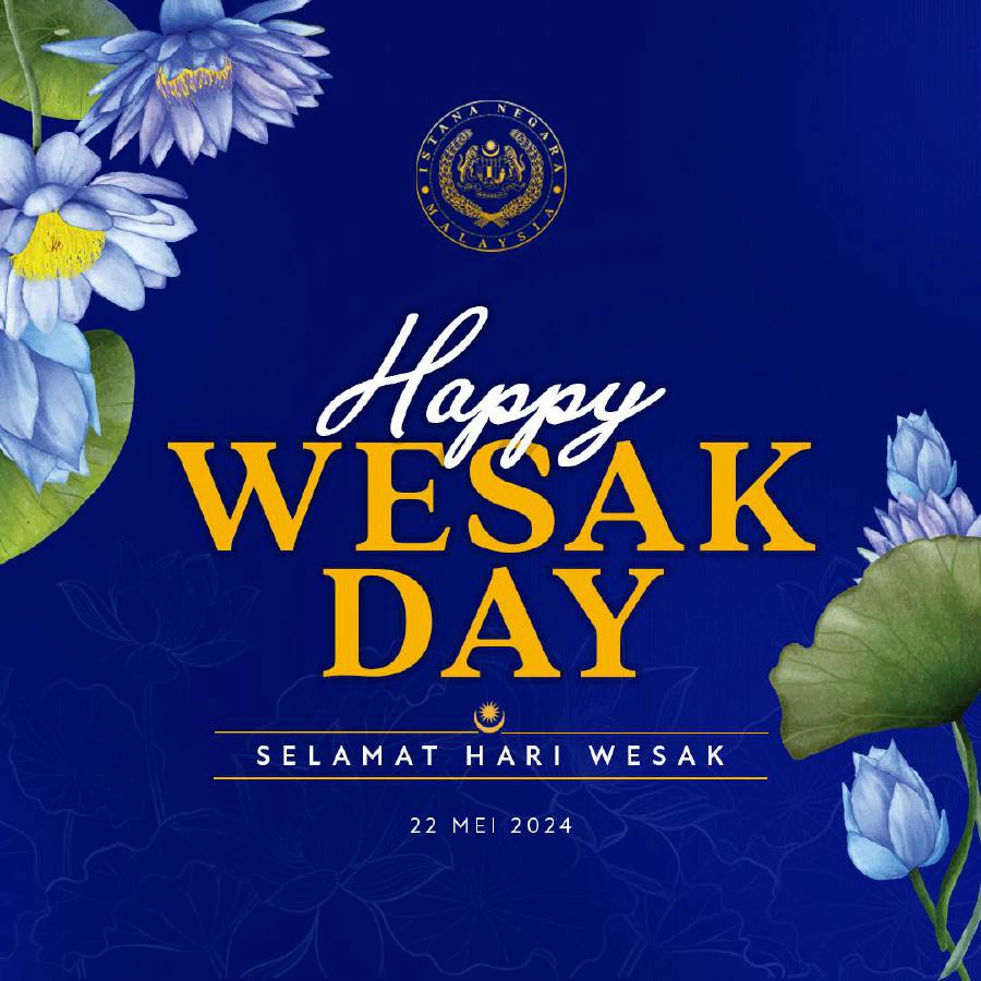His Majesty Sultan Ibrahim and Her Majesty Raja Zarith Sofiah, the King and Queen of Malaysia, today wished Malaysian Buddhists Happy Wesak Day. - PIc courtesy from Sultan Ibrahim Sultan Iskandar Facebook