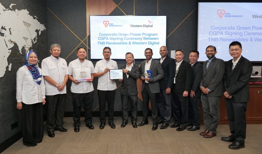 Western Digital will work with TNB Renewables Sdn Bhd, a unit of Tenaga Nasional Bhd (TNB), to incorporate renewable energy (RE) into its operations in Malaysia.
