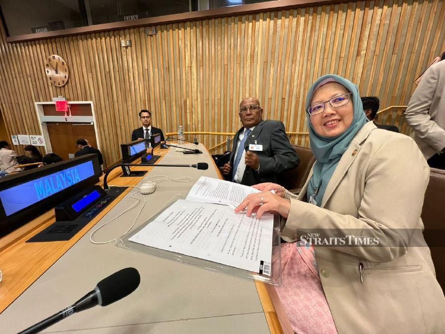 Health Minister Dr Zaliha Mustafa highlighted these achievements and the government’s initiatives to advance universal health care during her address at the UN General Assembly High-Level Meeting on Thursday.- NSTP/Tharanya Arumugam