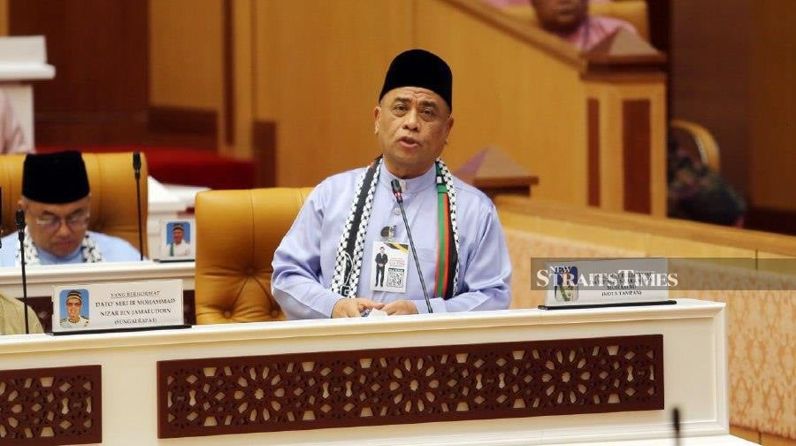 Perak Menteri Besar Datuk Seri Saarani Mohamad today tabled the State Budget 2024 totalling RM1.35 billion, the highest budget ever tabled. - NSTP/L. MANIMARAN
