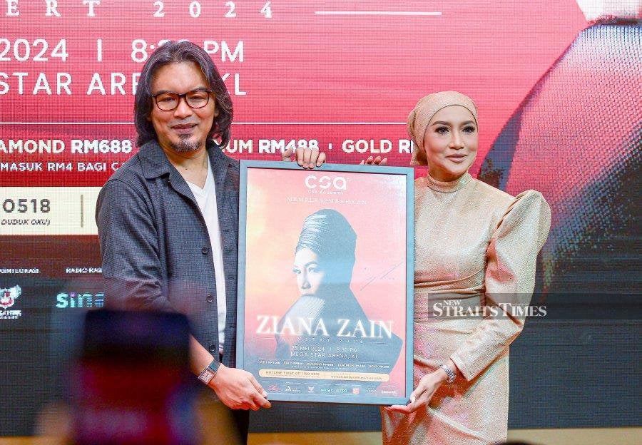 Ziana and Anuar at the launch of the Ziana Zain Concert 2024. - NSTP/ AZIAH AZMEE