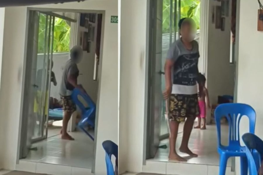 In the 58-second video, a woman believed to be a staff at the centre was scolding an elderly man who was wearing a yellow pair of shorts who was standing near the sliding door. - Pic credit FB David Marshel 