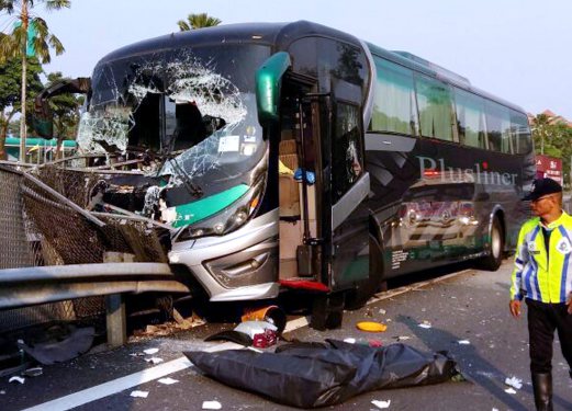 Two people killed when express bus rams it divider near Bukit Merah ...