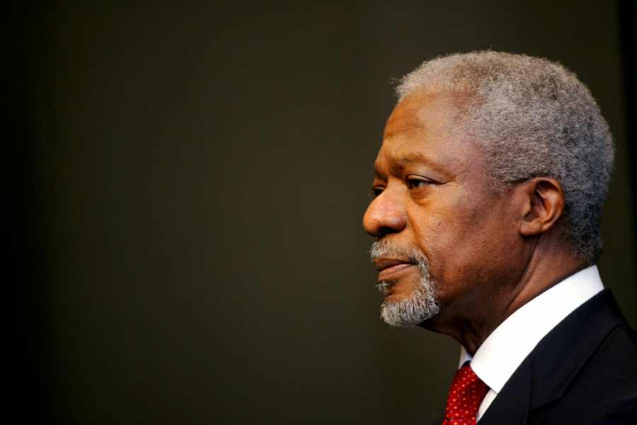 (File pix) United Nations Secretary-General Kofi Annan ponders a point at a news conference, before addressing South Africa's parliament in Cape Town March 14, 2006. Annan is in South Africa as part of a five-nation African tour. REUTERS 