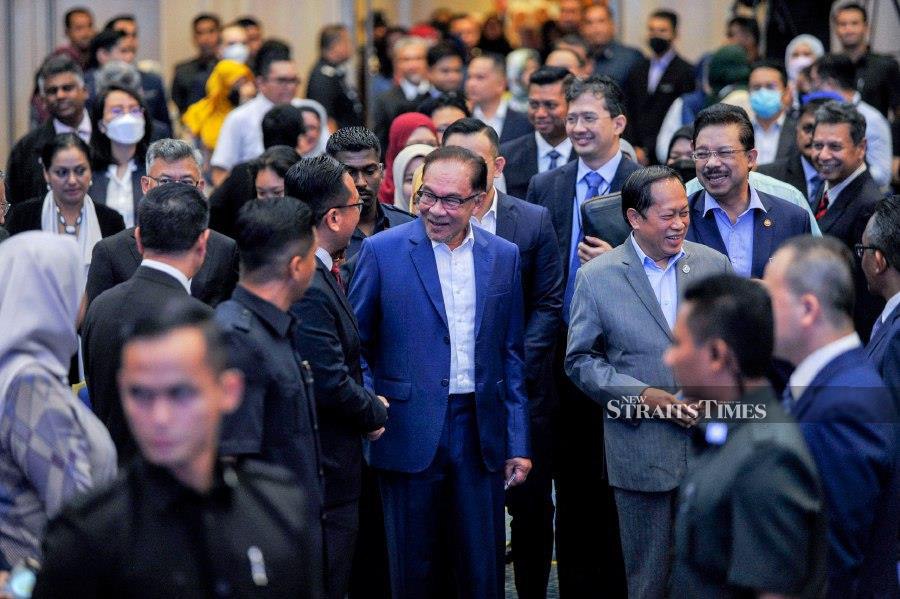 Prime Minister Datuk Seri Anwar Ibrahim arriving at the 2023 Budget Dialogue at the Finance Ministry, today. - NSTP/AIZUDDIN SAAD