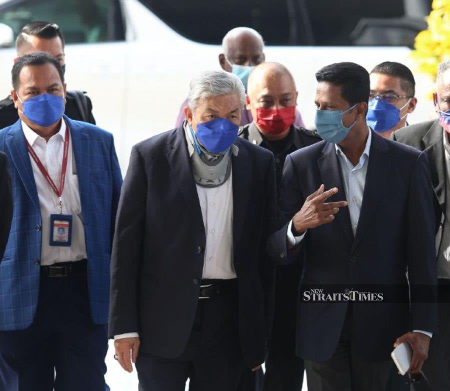 Datuk Seri Dr Ahmad Zahid Hamidi arrives at the Kuala Lumpur Courts Complex ahead of the trial. - NSTP/SAIFULLIZAN TAMADI.