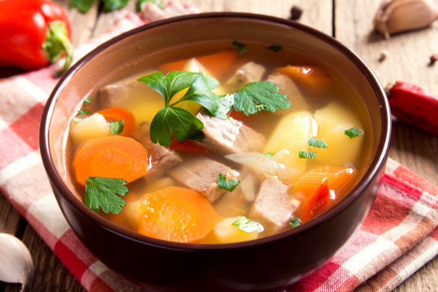 Opt for a soup packed with vegetables for a low calorie meal.