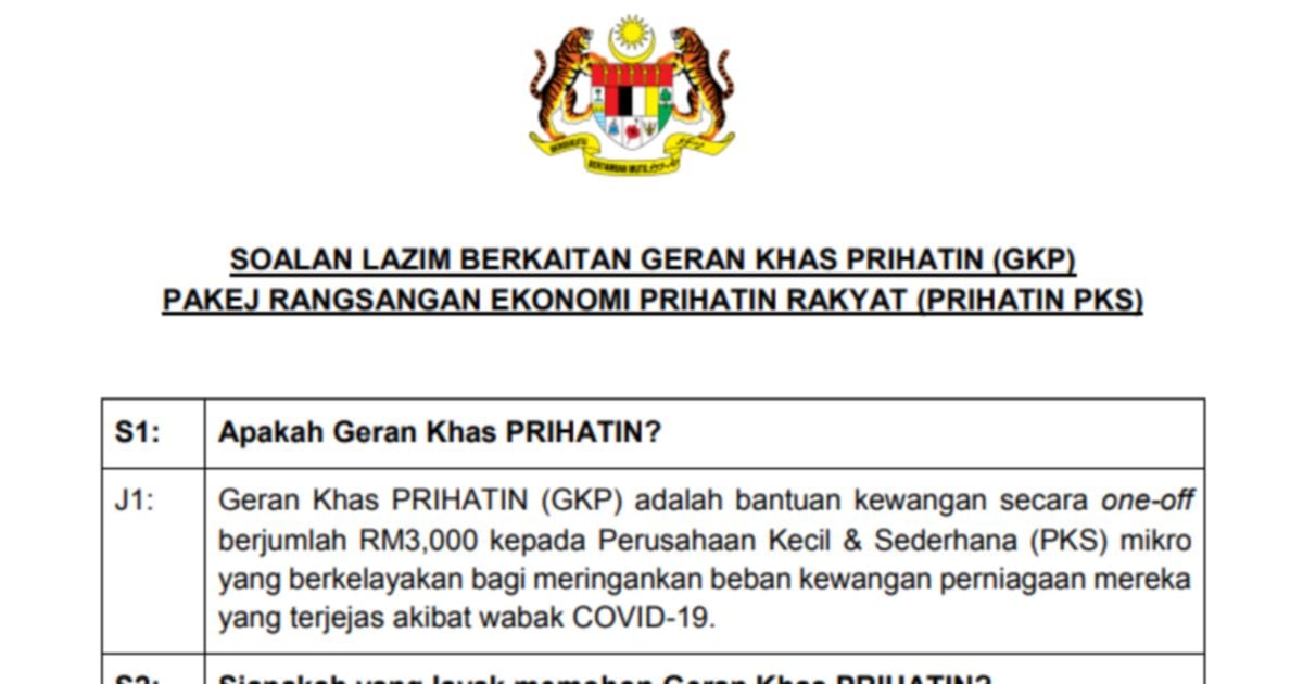 May 15 Deadline For Special Prihatin Grant