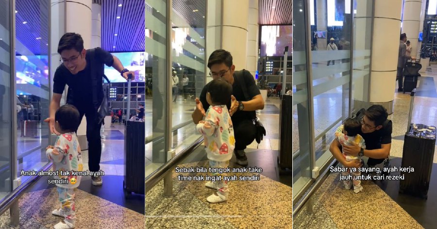 The TikTok video posted by the mother, Mader Hana, on June 18 showed the father’s return from Indonesia and his reunion with his daughterat the arrival hall of KLIA2 in Sepang. Pic credit TikTok @ummu4shrt
