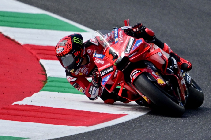Ducati’s Francesco Bagnaia rides during a practice session ahead of the Italian MotoGP race at Mugello on Friday. - AFP PIC