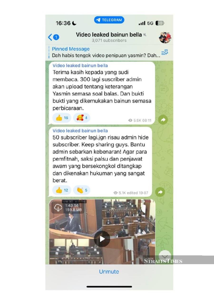 Siti Bainun case: Telegram group used to spread sealed court case documents  | New Straits Times | Malaysia General Business Sports and Lifestyle News