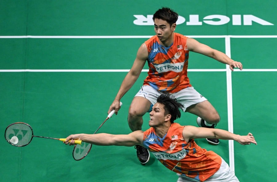 After reaching the final of the Asian Championships (BAC) two weeks ago, Goh Sze Fei (top) and Nur Izzuddin are feeling more confident ahead of the Thomas Cup in Chengdu, China, this week. — AFP