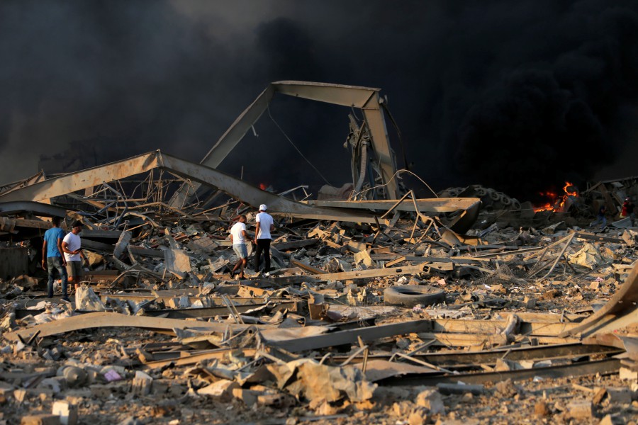  A picture shows the scene of an explosion at the port in Beirut. -AFP pic
