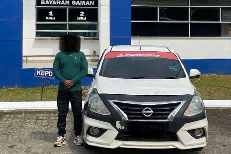 A Bangladeshi national was arrested for allegedly driving a car against a flow of traffic in Kota Tinggi, Johor. - Pic courtesy of PDRM