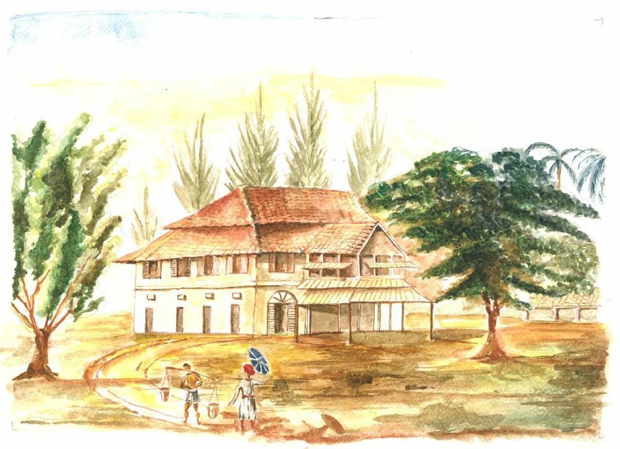 Sketch of a property known as Sans Souci (1810), described in Lim’s book as possibly the most important prototype of an Anglo-Malayan form during the early 19th century. - Pic courtesy of Entrepôt Publishing