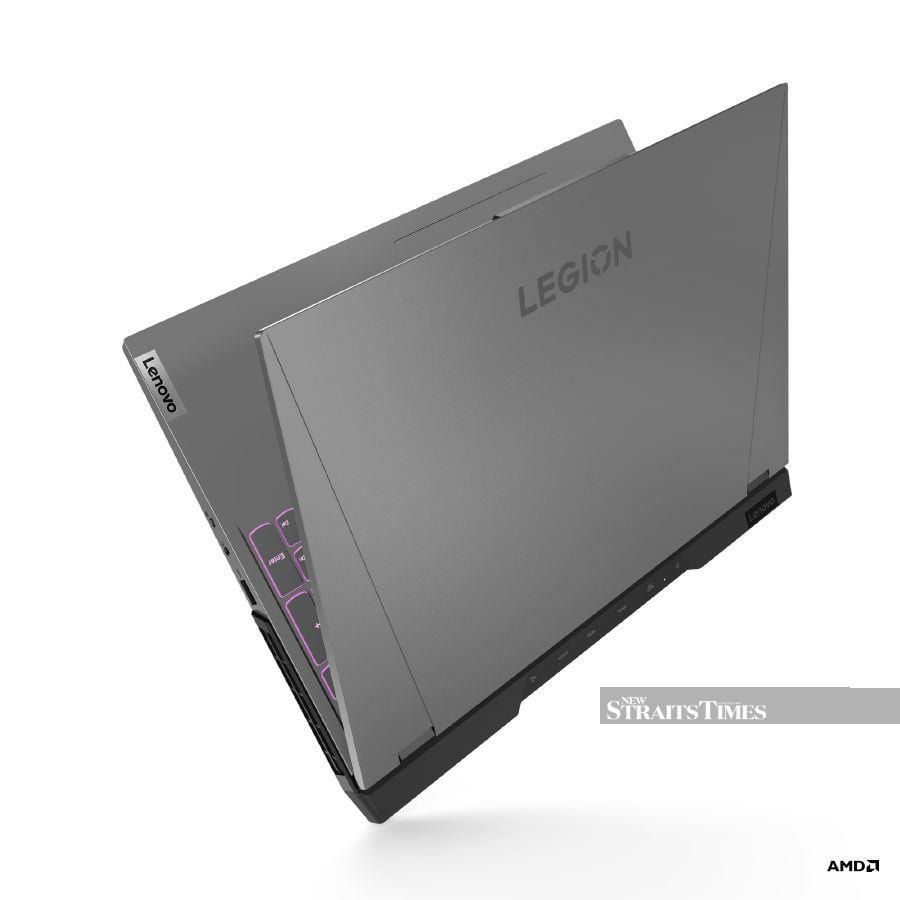 The Lenovo Legion 5 Pro laptop in Storm Grey.