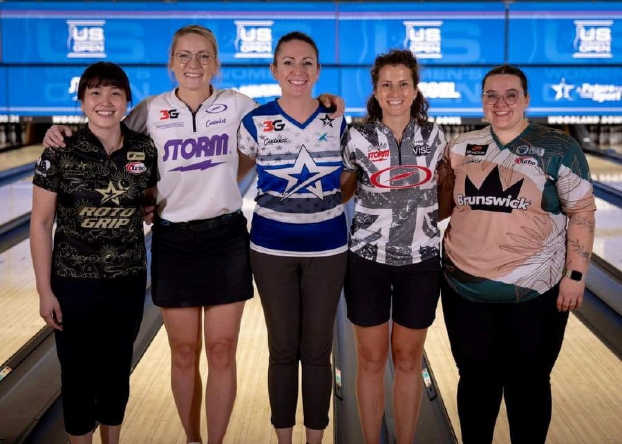 (From left) Sin Li Jane, Diana Zavjalova, Stefanie Johnson, Verity Crawley and Breanna Clemmer will battle in the stepladders finals of the US Open at Royal Pin Woodland Bowl in Indianapolis later on Tuesday. - Pic courtesy of PWBA TOUR