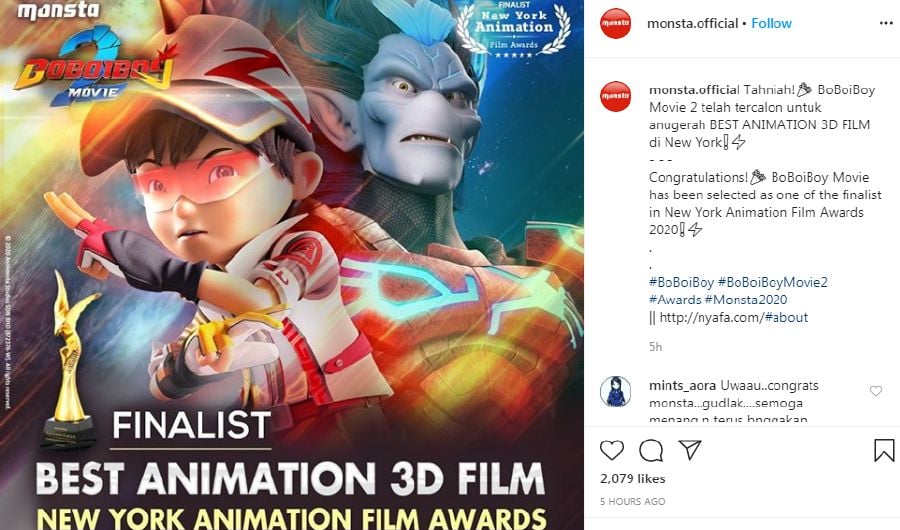 Showbiz: 'BoBoiBoy Movie 2' nominated for Best 3D Animation in New York