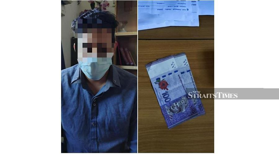 The 28-year-old construction worker, who offered RM200 bribe to policemen to obtain the document, was instead detained and handed to the Raub branch of the Malaysian Anti-Corruption Commission (MACC). - Photo courtesy of police