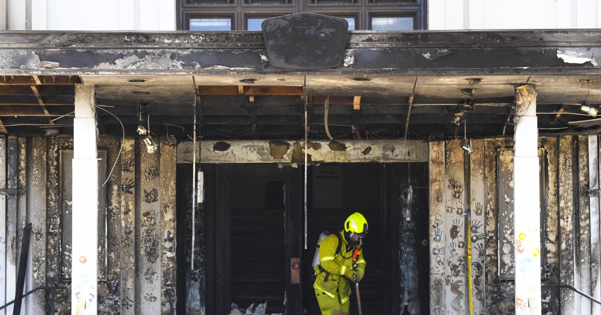 Former Australian parliament damaged by protest fire